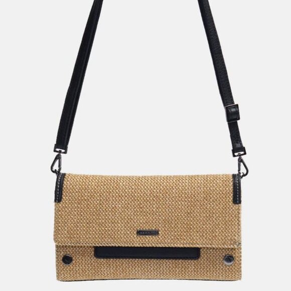EUC Hammitt AJ Crossbody Clutch Chaparral Raffia/Gunmetal - Picture 8 of 12